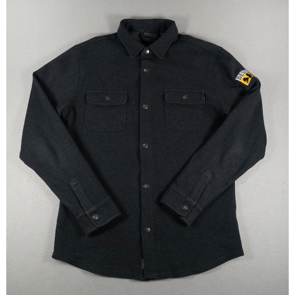 Linksoul Bells Brewery Shirt Jacket Charcoal Grey Knit Button Down Mens Size M